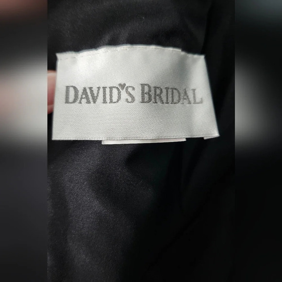 David's Bridal Formal Halter Top Size 12 Black Silver Shimmer Glam Floral - Picture 6 of 7